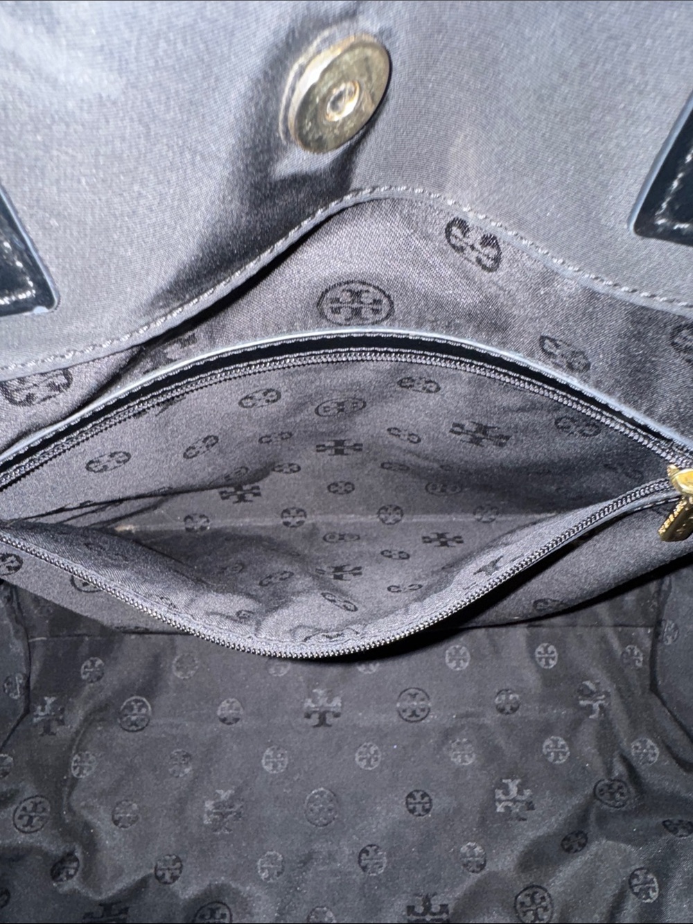 Tory Burch Bag Ella Quilted Black Large Nylon Tote Rare - Picture 12 of 17